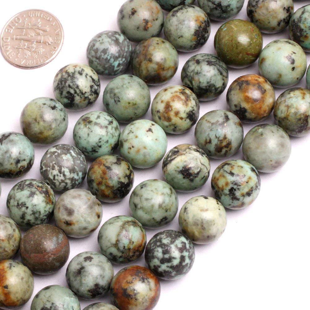 Perle Ronde En Turquoise Africaine Naturelle - 10 Mm, Trou 1-1.5 Mm, Pour Création Bijoux