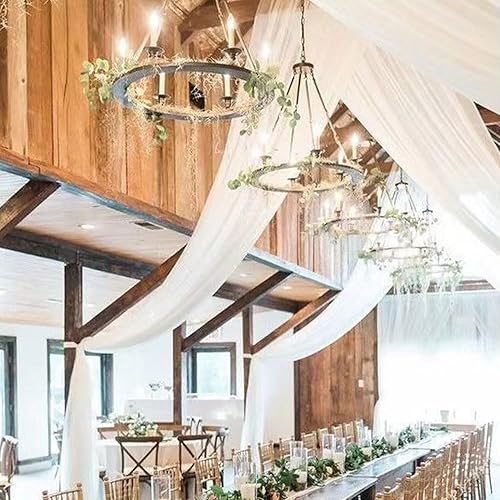 Miniatura 2 de FUHSY Cortinas de techo blancas para boda, cortina de techo de 5 x 10 pies, 4 paneles de tela para ceremonia de boda, tela transparente, cortinas