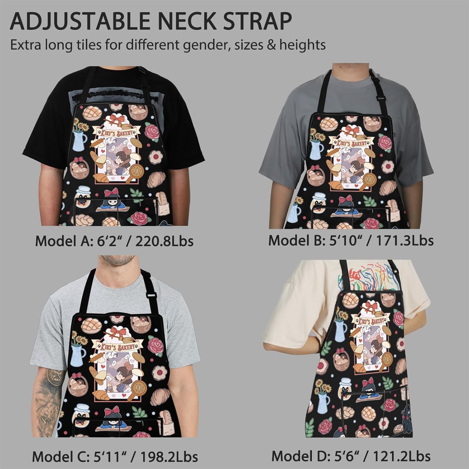 POFULL Anime Fans Gift Fantasy Adventure Animated Movie Gift Baking Lover Baker Apron Bakery Apron With Pockets - Image 5