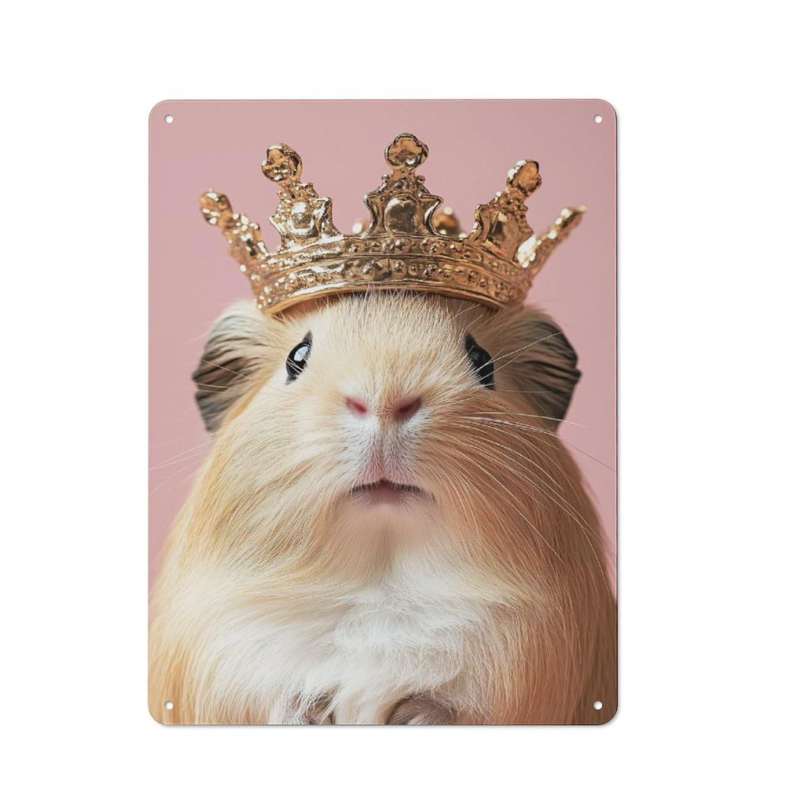 Junmoney Style-2 Metal Wall Sign 40X30cm Featuring Guinea Pig King For Workshop Wall, For Room Styling Across Workshops And Hobby Rooms