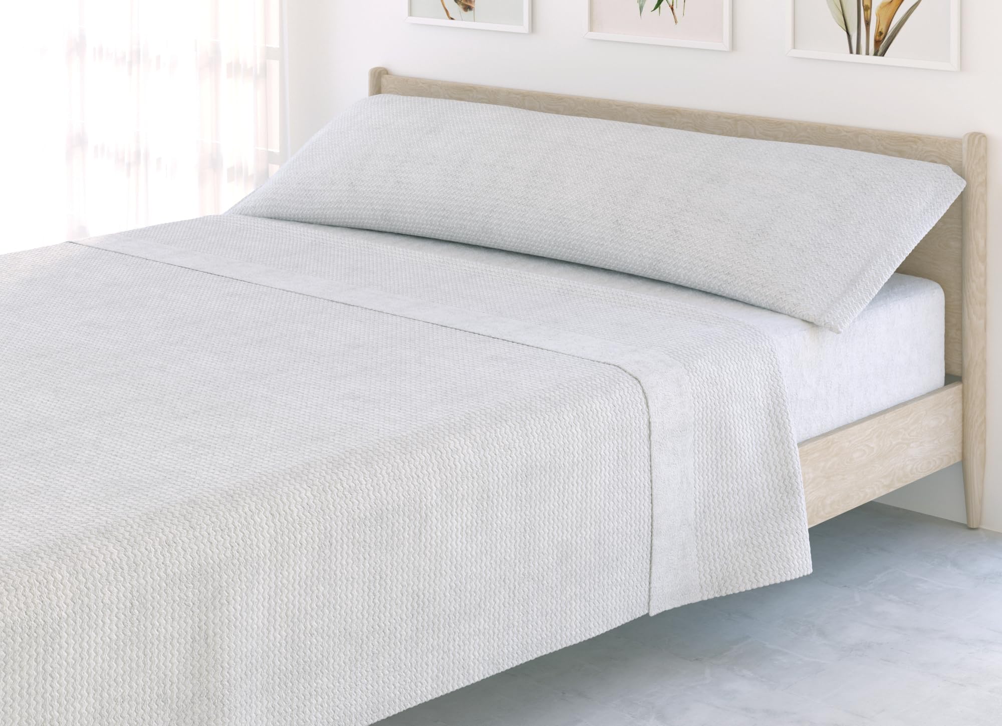 Liniva Home - Juego de Sábanas Coralina Jacquard, térmica para Invierno - Modelo Loren (10911, Perla, Cama 90 cm)