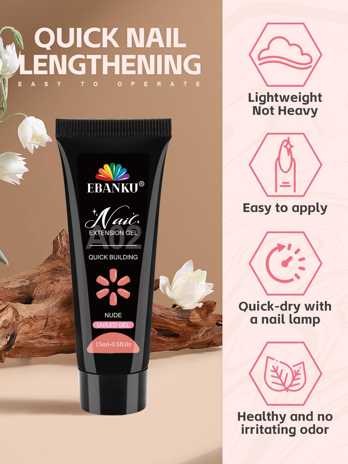 EBANKU Poly Gel Unghie Kit, 9 Colori Nail Extension Gel Kit Semipermanente Unghie Kit Rricostruzione Unghie Gel Completo con Lampada Unghie Finte Top Base Coat per Nail Art