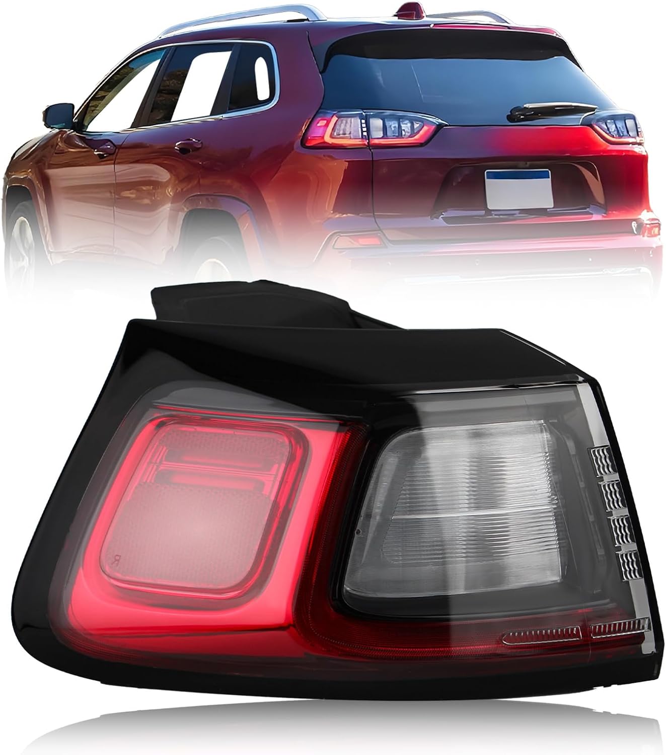 LED Tail Lights Compatible with 2019 2020 2021 2022 2023 Jeep Cherokee Taillights Rear Outer Rear Tail LIght Assembly CH2804119 68275959AF (Left Driver Side)