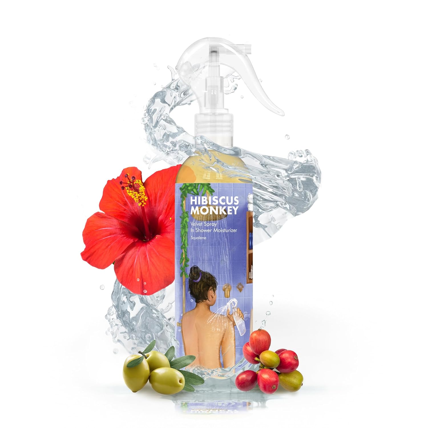 Hibiscus Monkey Velvet Spray Squalene In Shower Body Moisturizer | Olive Squalane, Castor Oil, Plant Salicylic (0.3%) | Intensive Moisturization For Dry Skin, Bumpy Skin | All Natural | Lightweight and Non-Sticky | Dermatologist Tested | 250 ML Hibiscus Monkey Velvet Spray Squalene In Shower Body Moisturizer | Olive Squalane, Castor Oil, Plant Salicylic (0.3%) | Intensive Moisturization For Dry Skin, Bumpy Skin | All Natural | Lightweight and Non-Sticky | Dermatologist Tested | 250 ML
