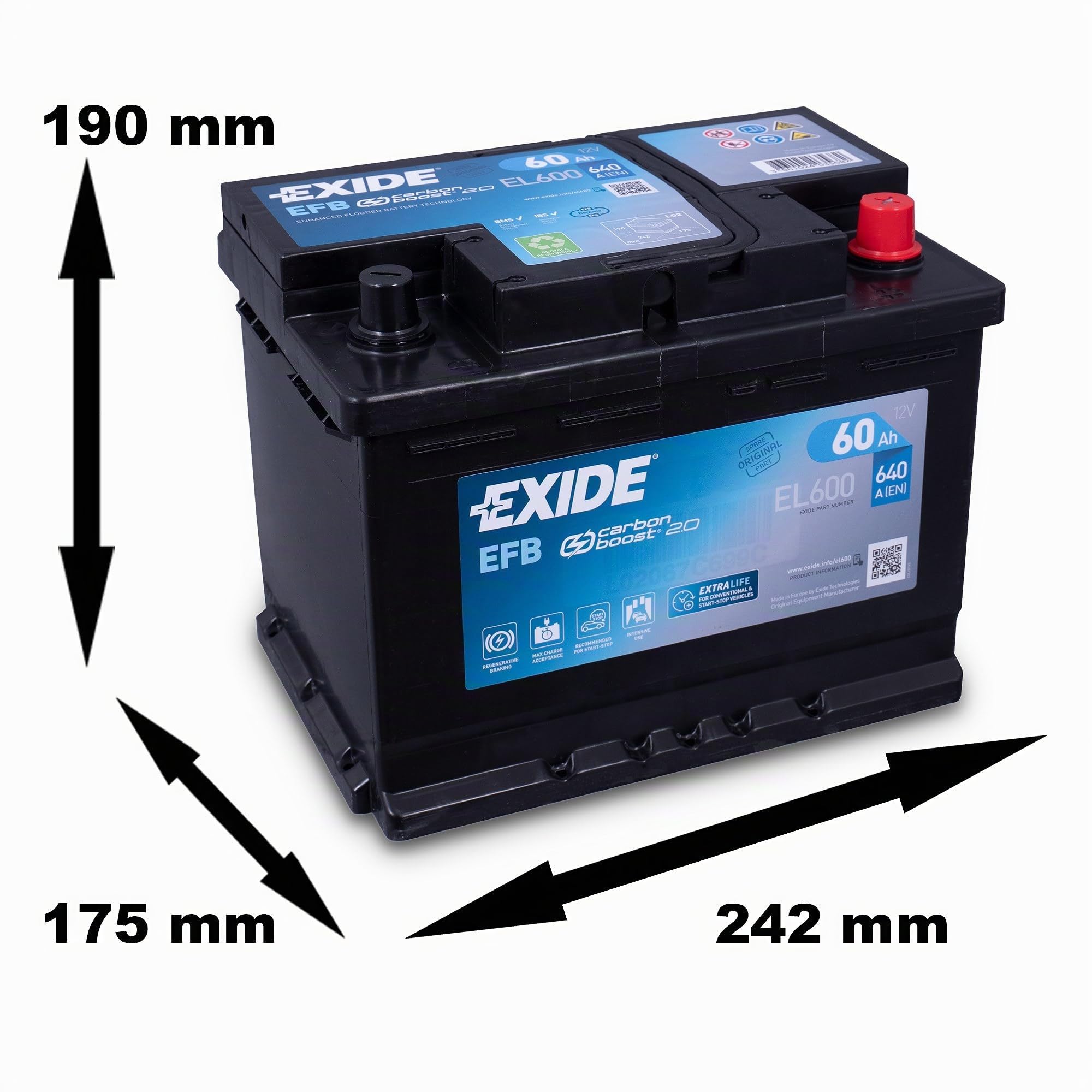 Exide Autobatterie EL600 EFB, 12 V, 60 Ah, 640 CCA
