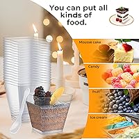 Vista 3 de Oomcu 50 Pack 7oz Square Clear Plastic Dessert Cups & Spoons – Disposable Mini Parfait Cups for Yogurt, Ice Cream, Jello, Candy, Salad, Appetizers