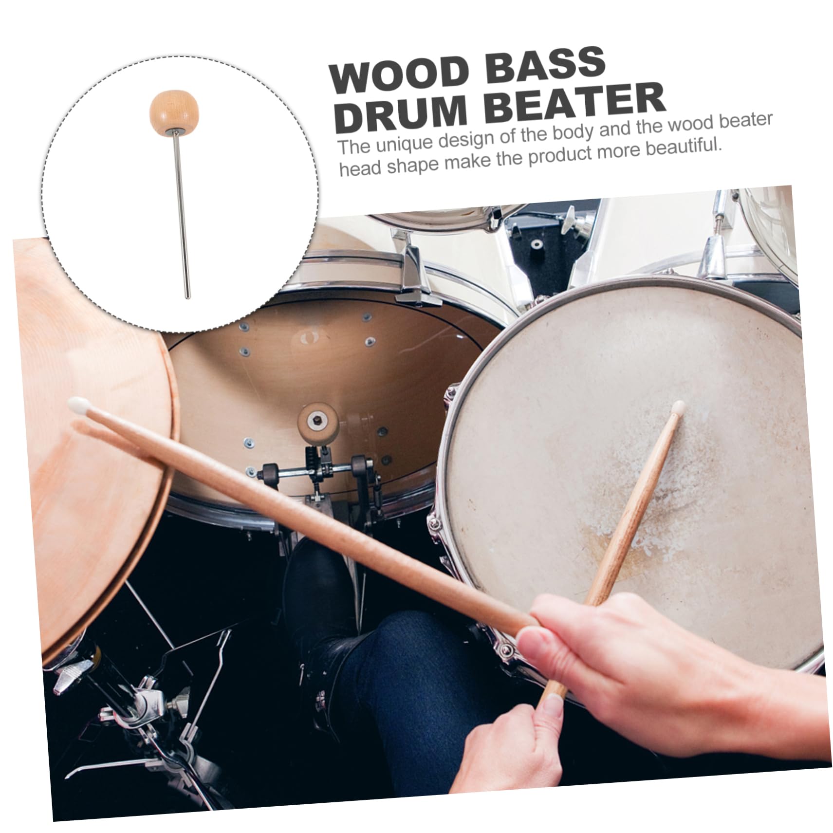 ULDIGI Wood Bass Drum Pedal Mallet Head Drum Accessories for Band Unique Wood Design