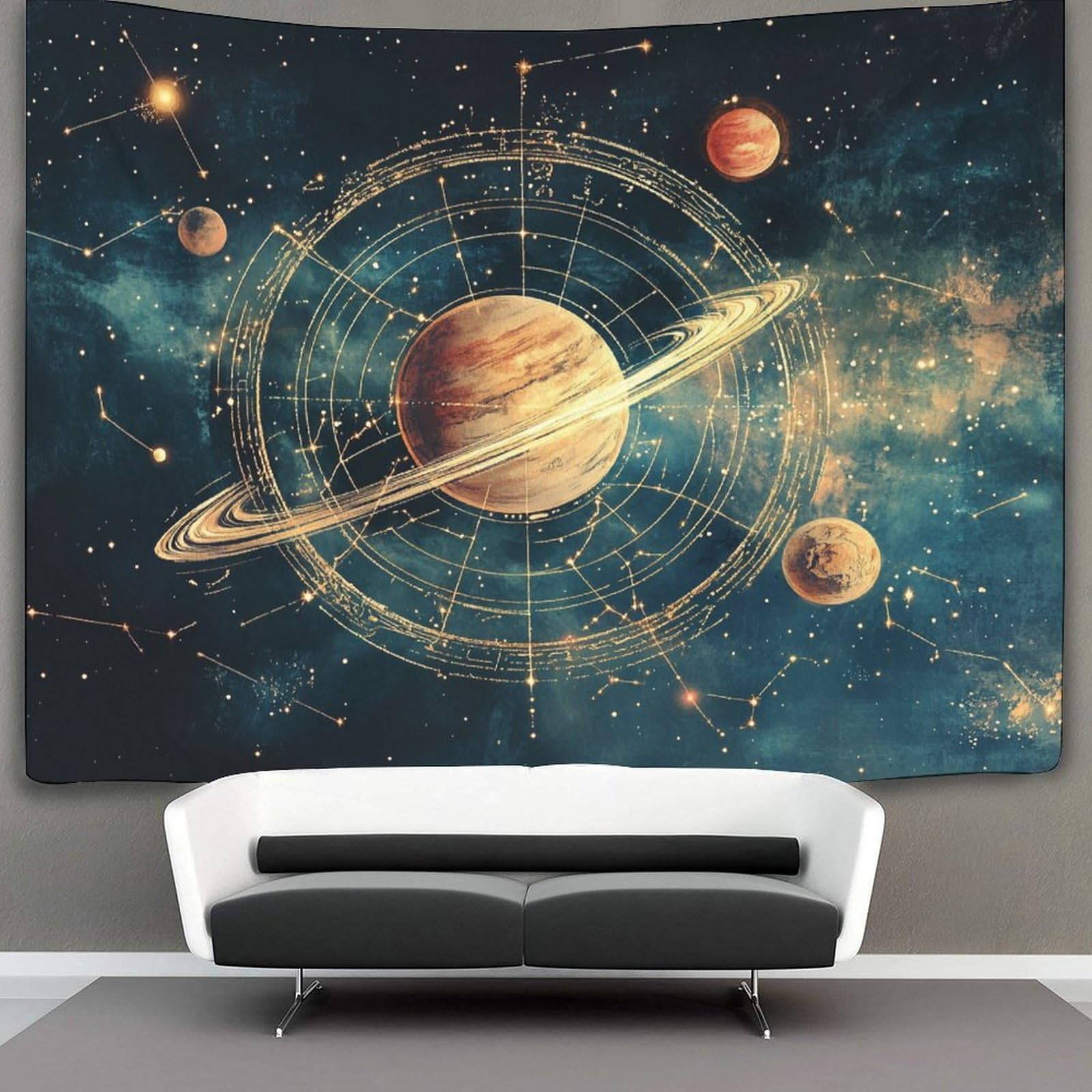 Kaiyun Style-15 180Cmx230cm Tapestry Stars, Planets Tapestries Illustration Style 3D Printing Wall Hanging Home Decorations
