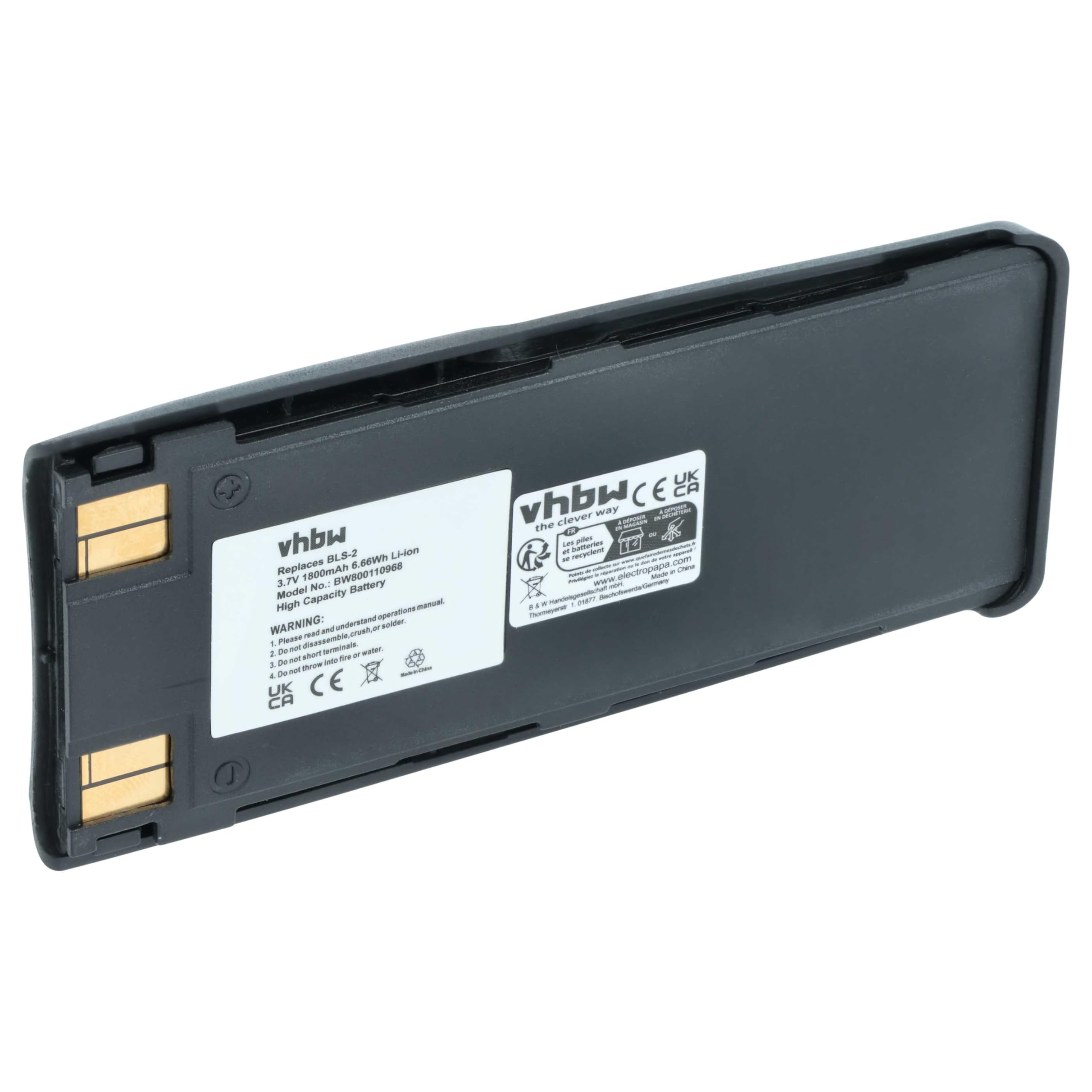 vhbw Bateria kompatybilna z Nokia 6310, 6310i, 7110 telefon komórkowy smartfon (1800 mAh, 3,7 V, Li-Ion) + zamiennik do BLS-2, BLS-2N, BLS-4, BMS-2S, BPS-2