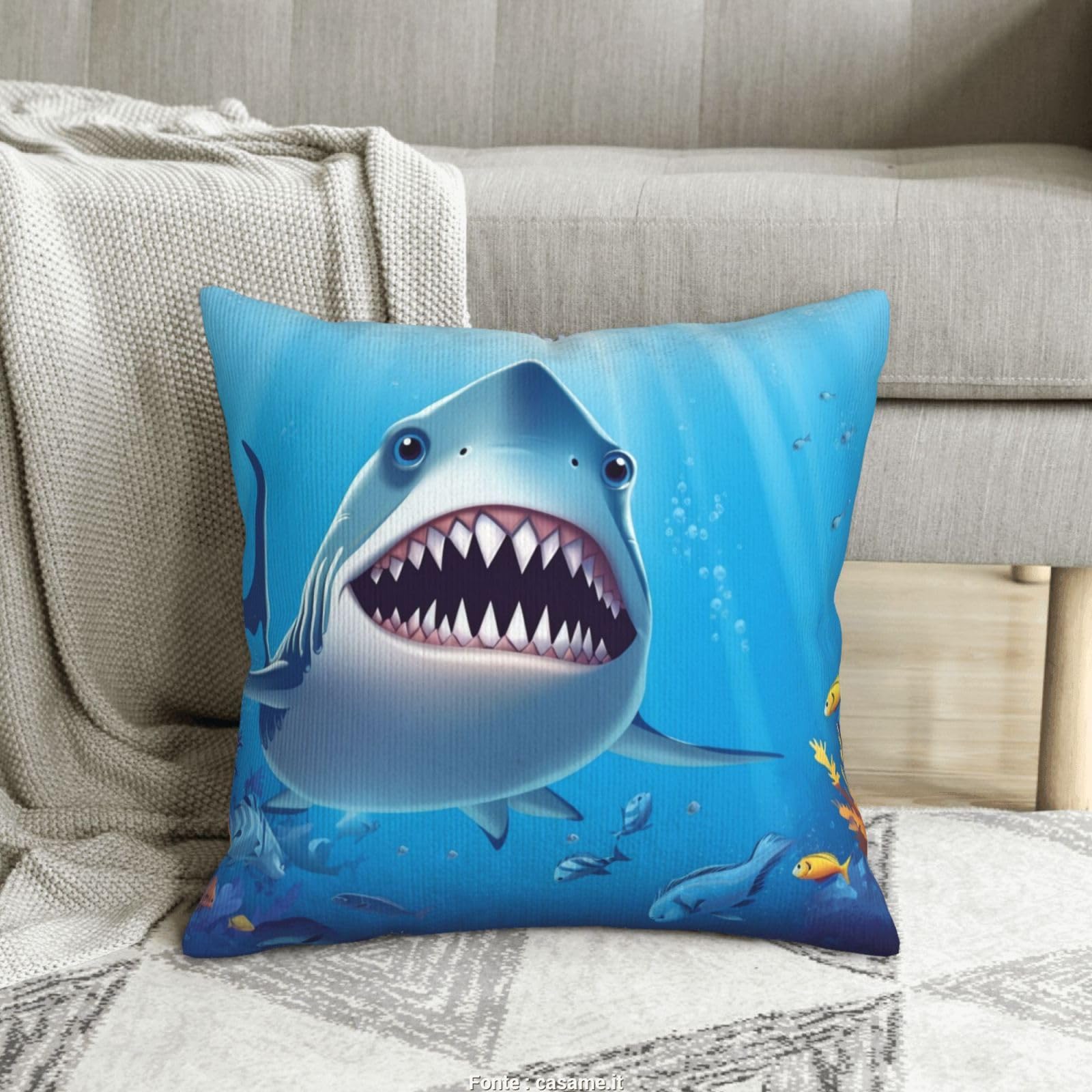 Housses de coussin velours côtelé haut de gamme motif requin
