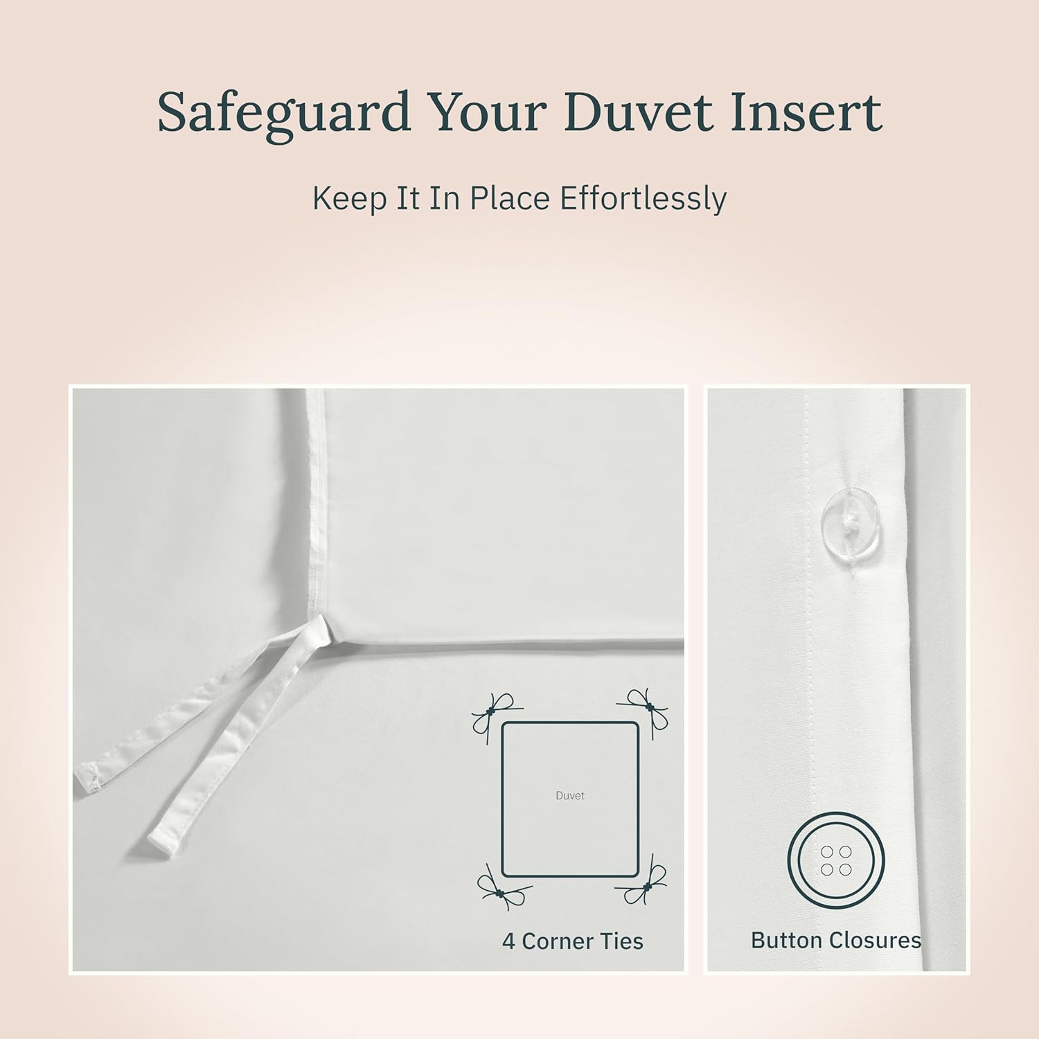 California Design Den 3 Pc King Size Duvet Cover Set -Winner Good Housekeeping Best Bedding Awards 2025, 400 Thread Count Sateen 100% Cotton Bedding Duvet Covers - Ivory (Pale Tone) - Image 4