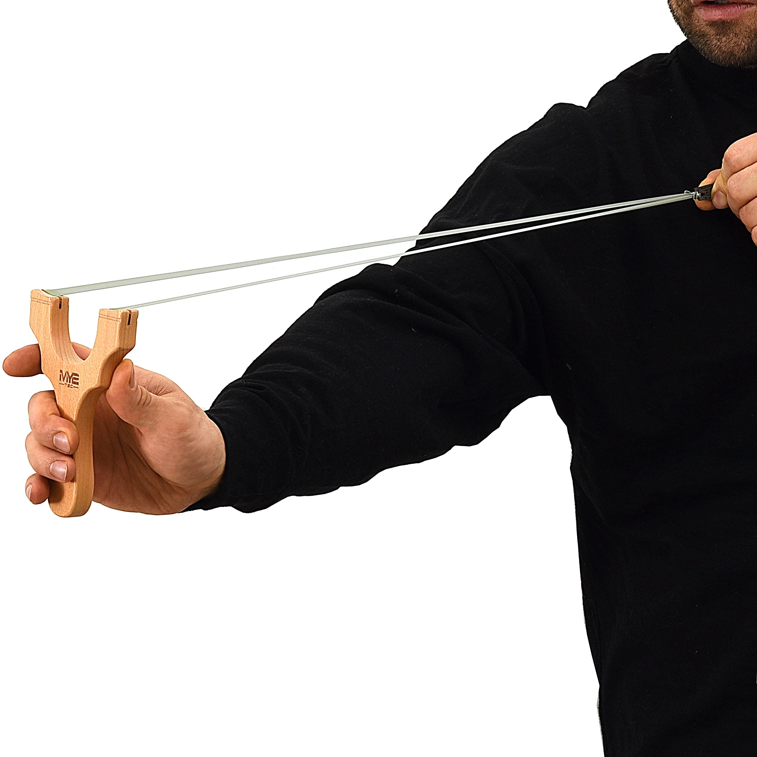 GERCAR Steinschleuder Profi für Jagd - Huck Zwille aus Holz - Set mit Stahlkugeln - Schleuder für Sport und Outdoor mit starkem Gummiband - Sportschleuder Katapult Slingshot - OneSize