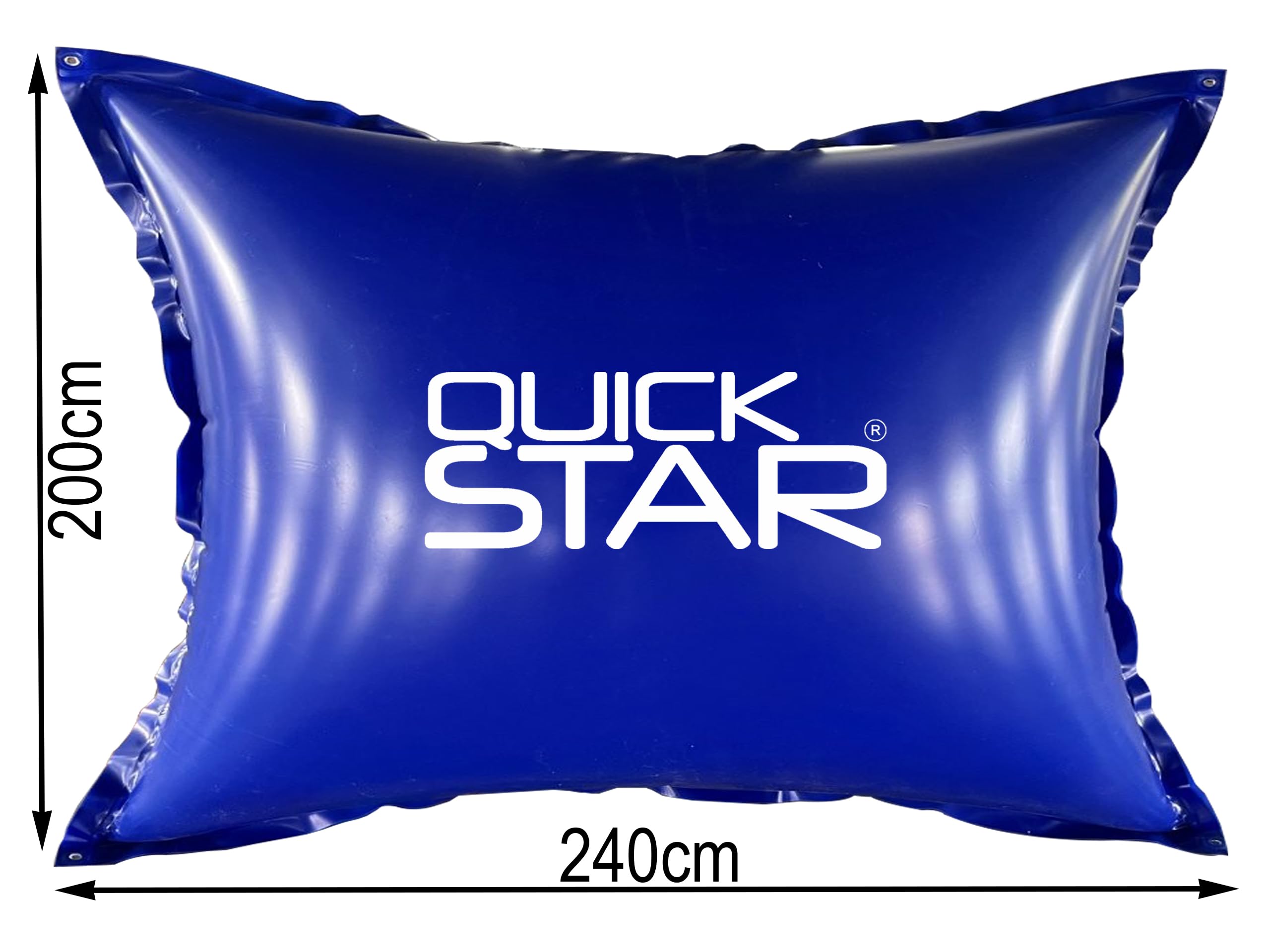 QUICK STAR Coussin de piscine rectangulaire 200x240 cm Bleu | 4 cordes & soupape de sécurité | 2X kit de réparation | PVC 0,44mm | Coussin de piscine d’hiver à double couture | Oreiller gonflable