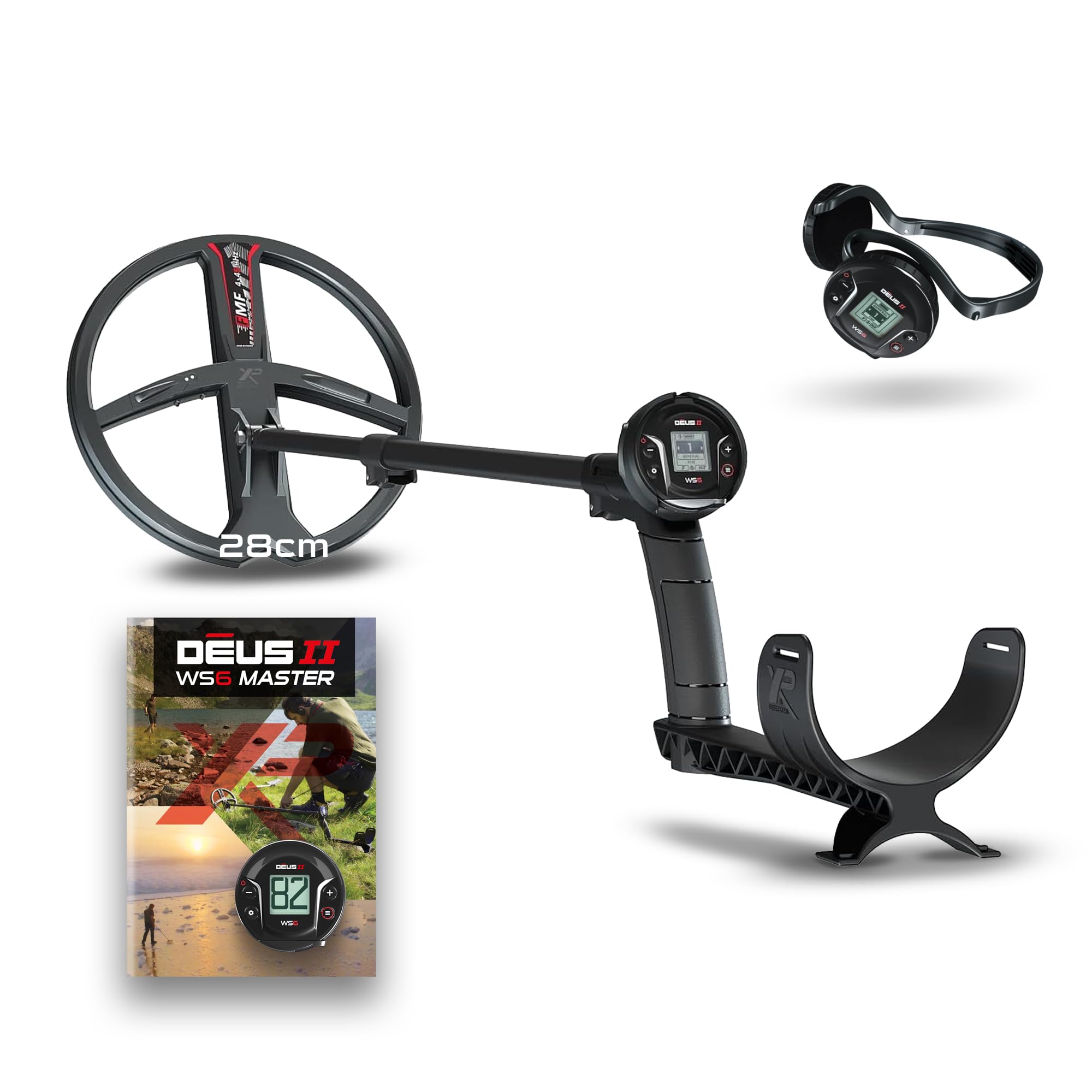XP Metal Detectors Deus II WS6 Master: multifrecuencia, Ideal para la búsqueda de Tesoros y Reliquias, Plato FMF de 11"(28cm), Auriculares inalámbricos WS6 y vástago telescópico en S (DEUS2-28FMFWS6)