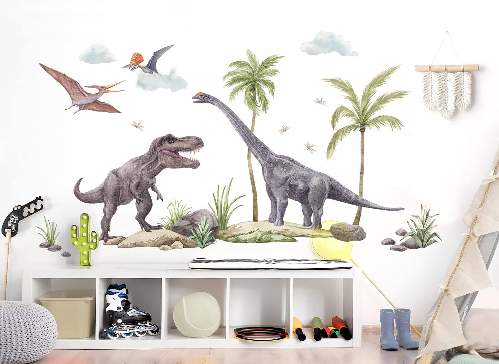 Grandora XXL Dinosaurier Wandtattoo für Kinderzimmer Junge Wandsticker Dschungel Dino Wandaufkleber Wanddeko DL862-5