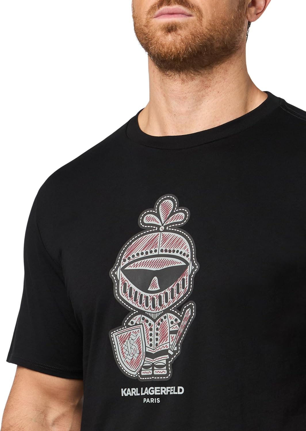 Karl Lagerfeld Mens Crewneck Short Sleeve Graphic Design Relaxed Fit T-Shirt - Image 3