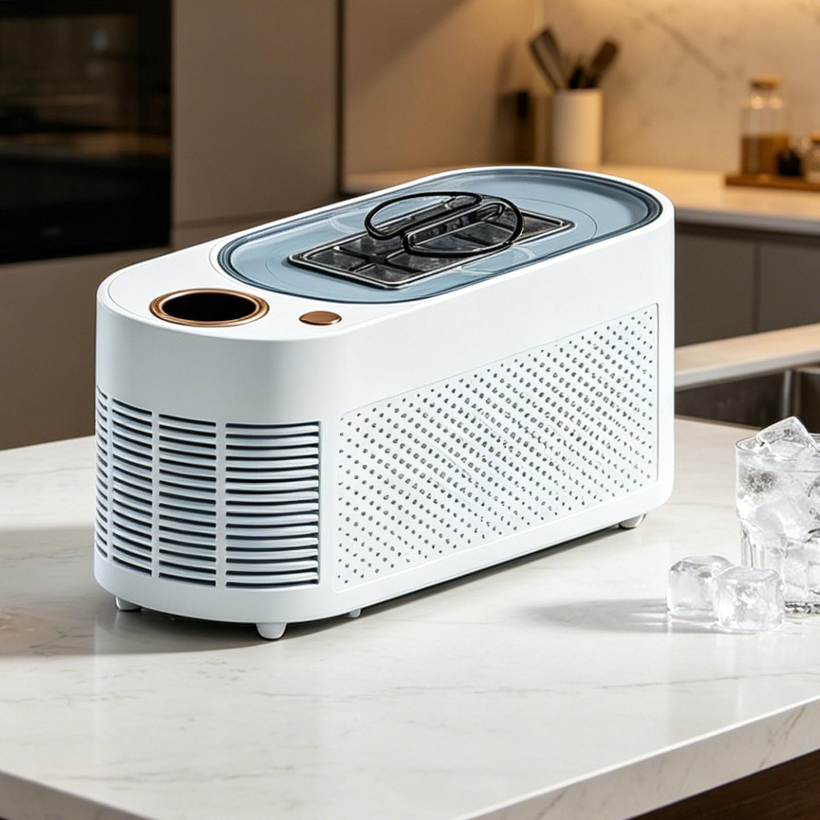 Fabbricatore Ghiaccio da 12 V, fabbricatore Ghiaccio per Auto con Doppia Alimentazione CA e 12 V CC,Produzione Rapida di Ghiaccio in 10-15 Minuti,10 cubetti Ghiaccio per Ciclo Light-Blue