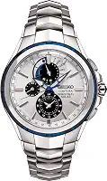 Coutura Relógio cronógrafo masculino com calendário perpétuo solar, Prata - SSC787, 44mm, Luxuoso