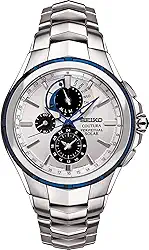 Coutura Relógio cronógrafo masculino com calendário perpétuo solar, Prata - SSC787, 44mm, Luxuoso