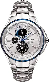Coutura Relógio cronógrafo masculino com calendário perpétuo solar, Prata - SSC787, 44mm, Luxuoso