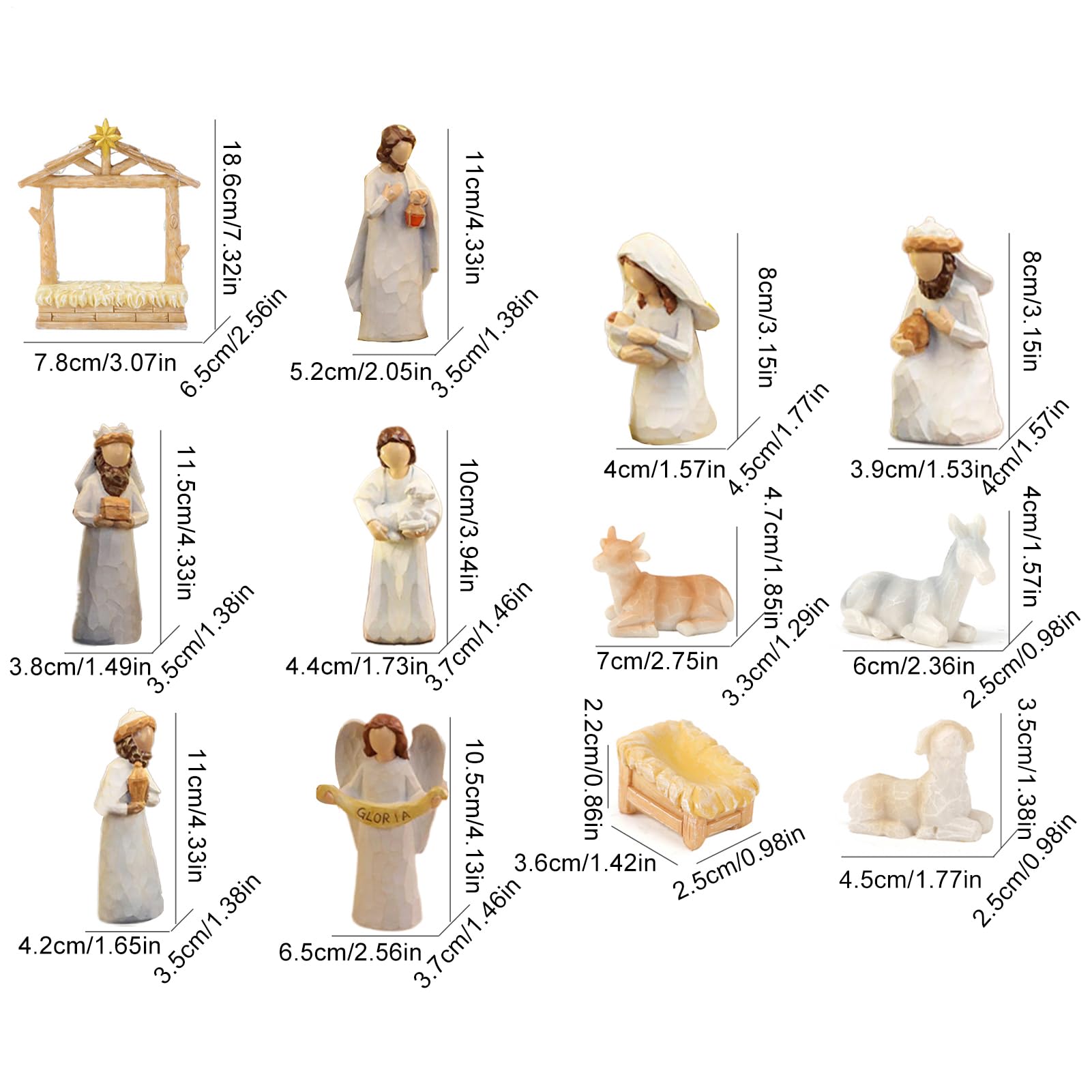 Crèche de Noël - Crèche en Résine avec Étable - Décoration Maison pour Bureau Cheminée Chambre Appartement | Décoration Étable De Noël Maison École Anniversaire Action De Grâces