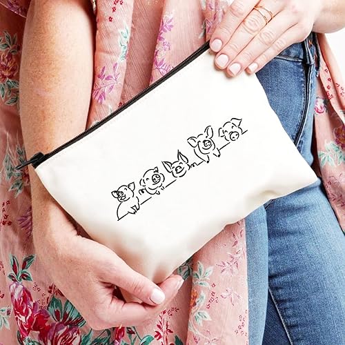 Miniatura 4 de XYANFA Bolsa de maquillaje de cerdos, regalo para amantes de los animales, bolsa con cremallera, regalo para granjero de cerdos, regalos para Bolsa