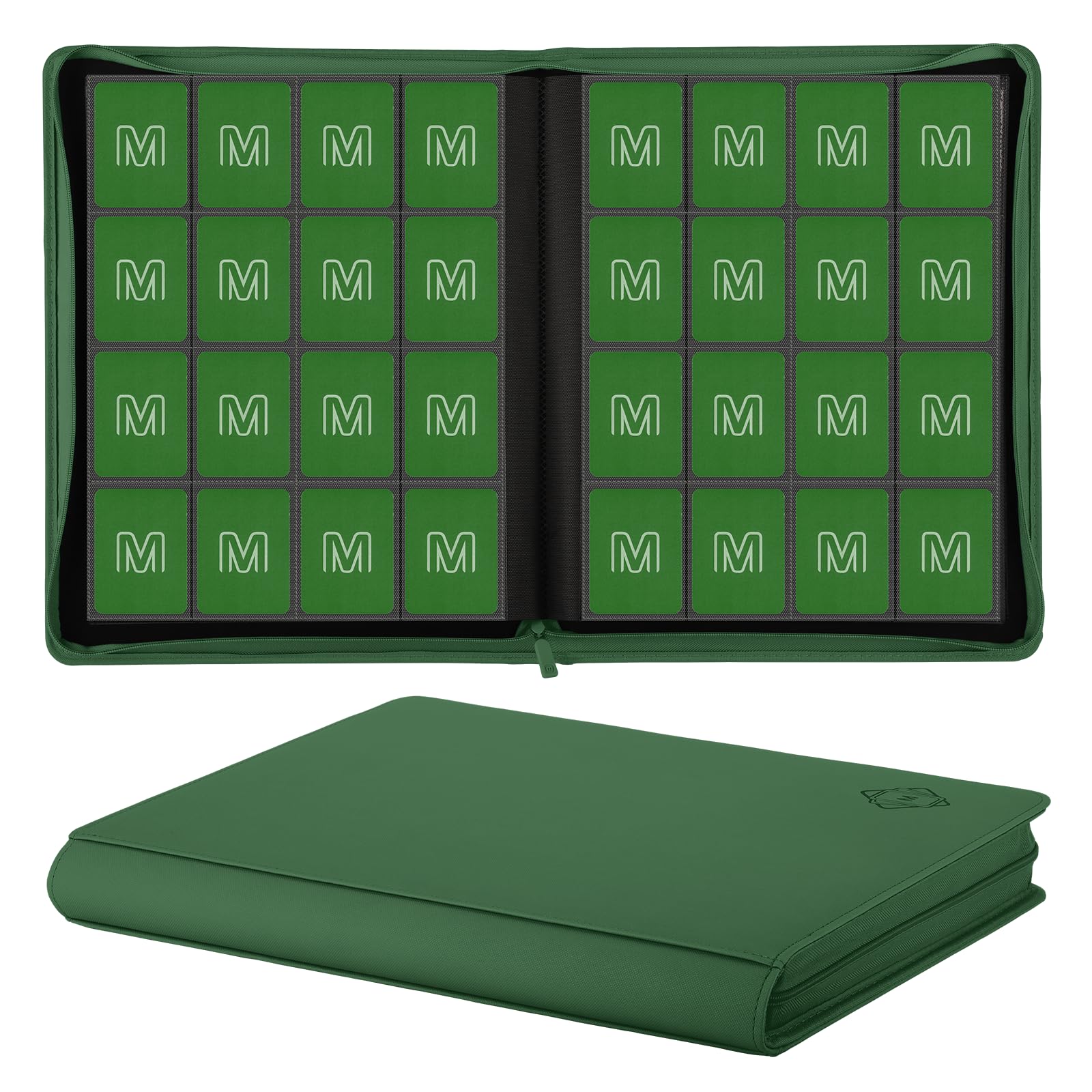 Premium Card Binder 16 Pocket,Trading Card Binder Holds up to 1000+Cards Sturdy Card Collection Album, Card Holder Folders for MTG, TCG, Game Cards & Sports Cards (16 Deep Green)