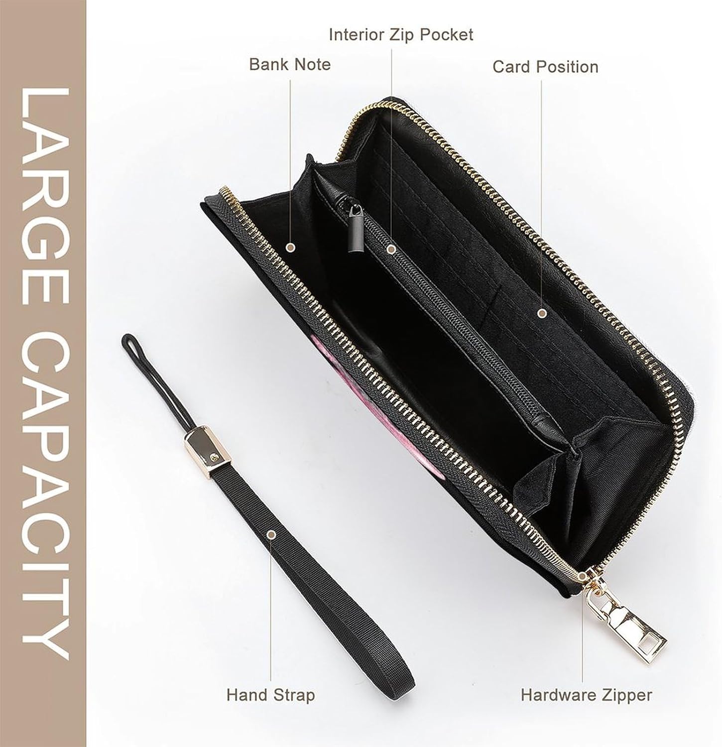 Tattooed-Sphynx-Cat-Hairless Clutch Wallet for Women Men Leather Multi Credit Card Travel Purse Wristlet