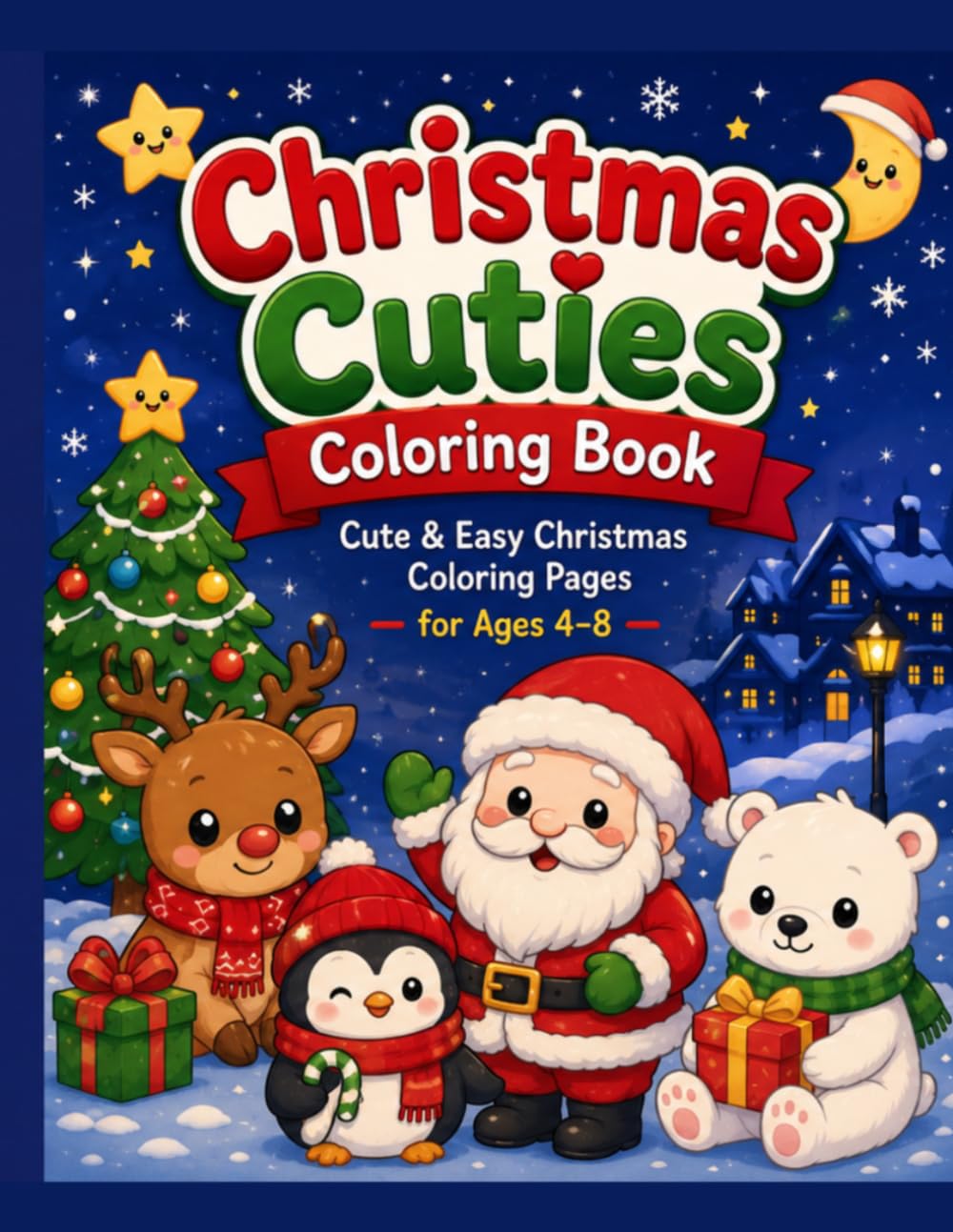 Christmas Cuties Coloring Book: Cute & Easy Christmas Coloring Pages for Ages 4-8