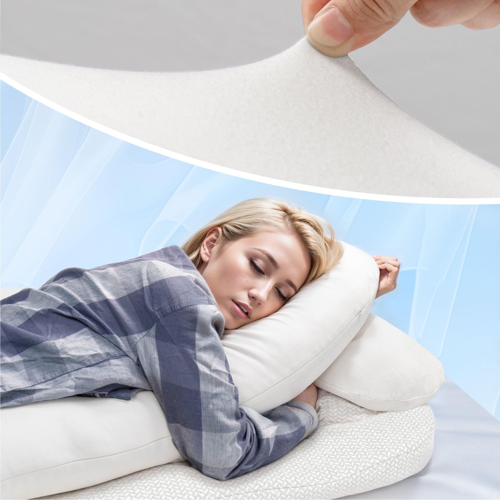 Almohada para dormir de lado con túnel de brazos, zona de apoyo para el alivio del dolor de hombros, sistema de almohada corporal para adultos, almohada ergonómica para dormir de lado (blanco)