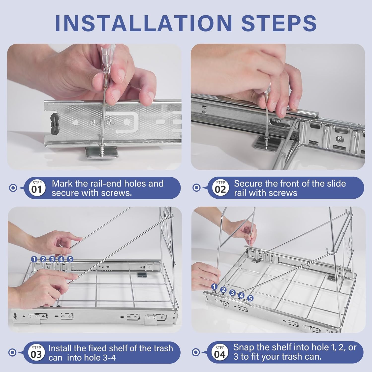 Pull Out Trash Can Under Cabinet: 7–11 Gallons Under Sink Trash Can for Kitchen Requires Min. Cabinet Opening 12"W X 17.5"D X 17.5"H - Cabinet Trash Can Pull Out Kit (Trash Can Not Included)
