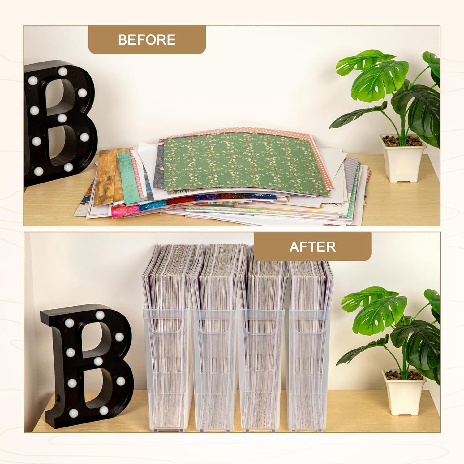 4 X Schowek Na Papier Do Scrapbookingu Z Kółkami, Plastikowa Taca Do Przechowywania Papieru Do Scrapbookingu 12 X 12 Cali