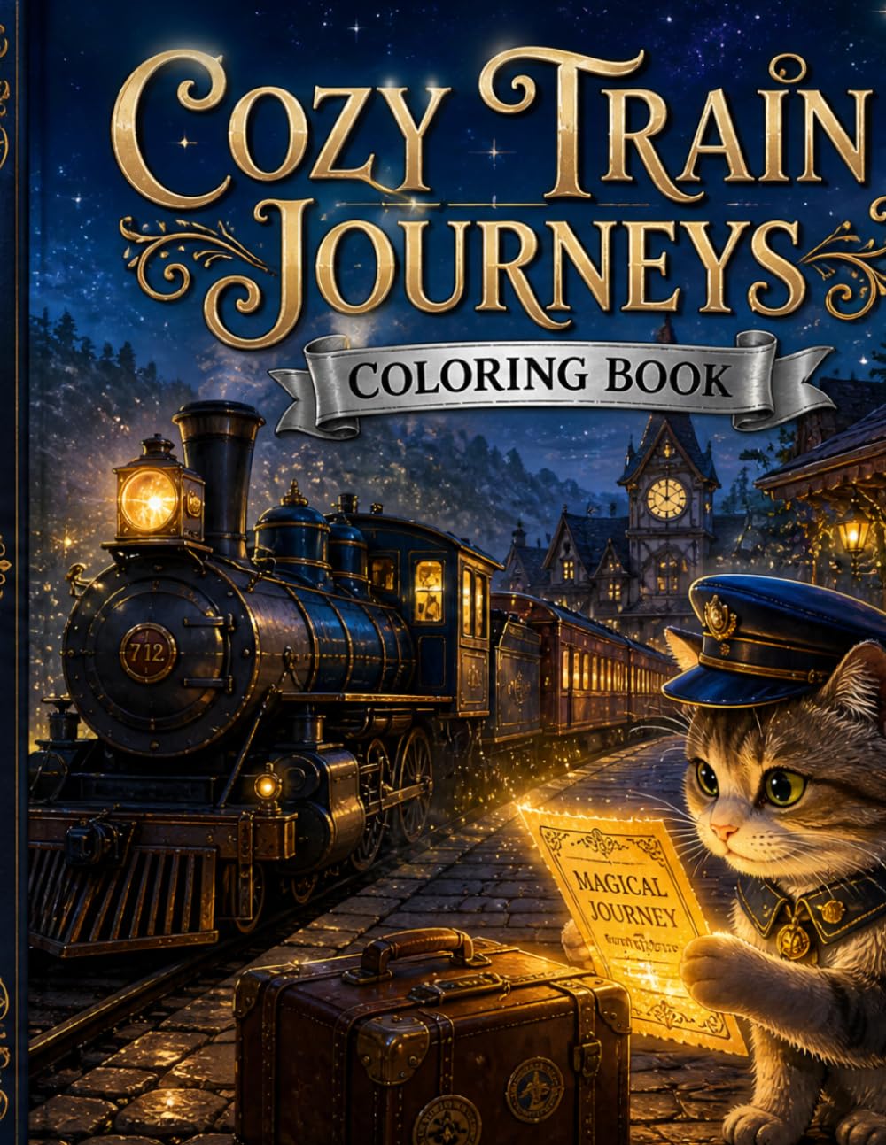 Cozy Train Journeys: Coloring Book (Cozy World Adventures)