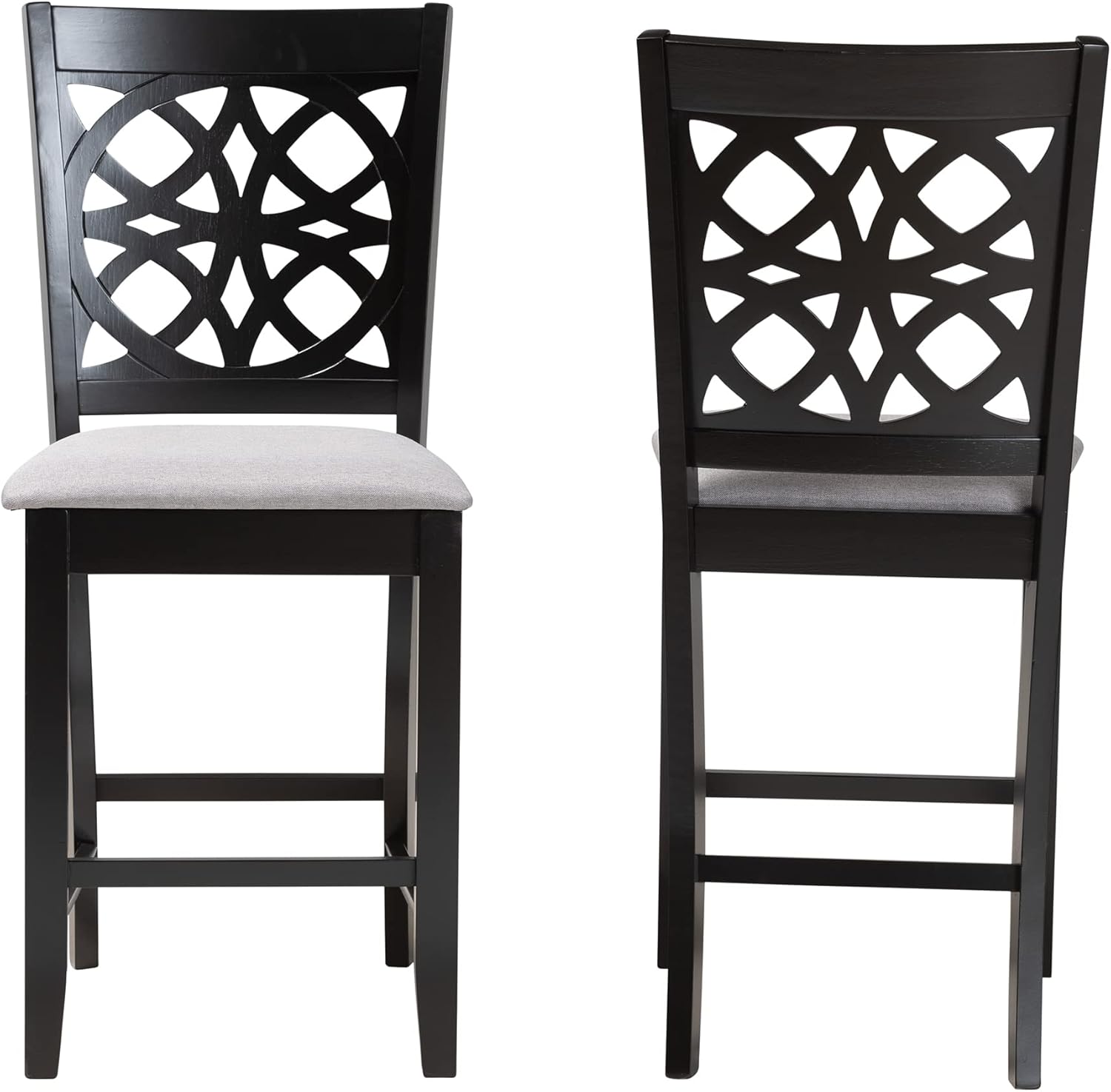 Baxton Studio Abigail Counter Stools, Set of 2, Grey/Dark Brown