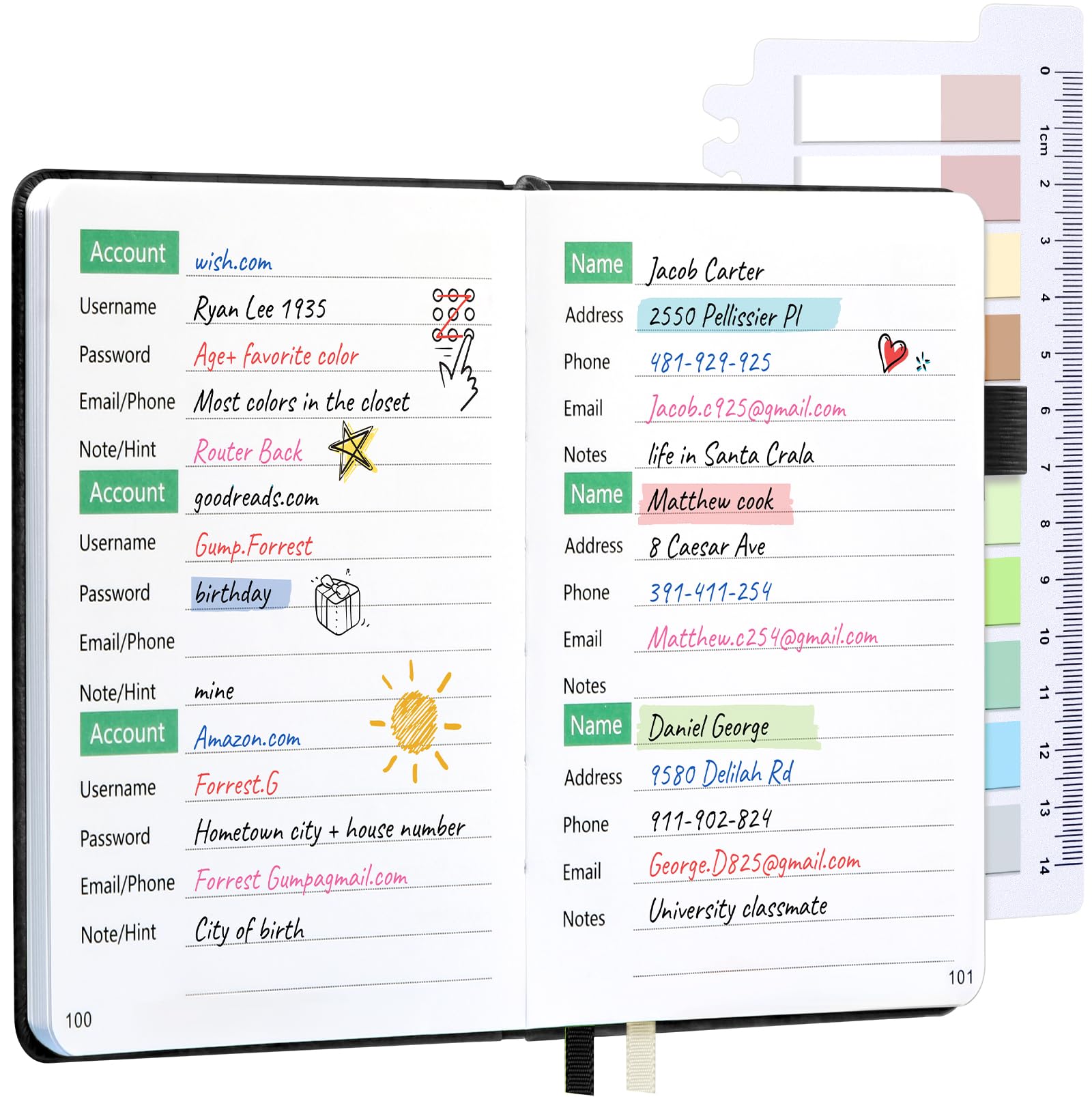 UpUDo Password Book, Hardcover Internet Password Keeper and Telephone Address Organizer for Record Contacts-160 Pages- 4.3x5.5 inch Journal for Home or Office