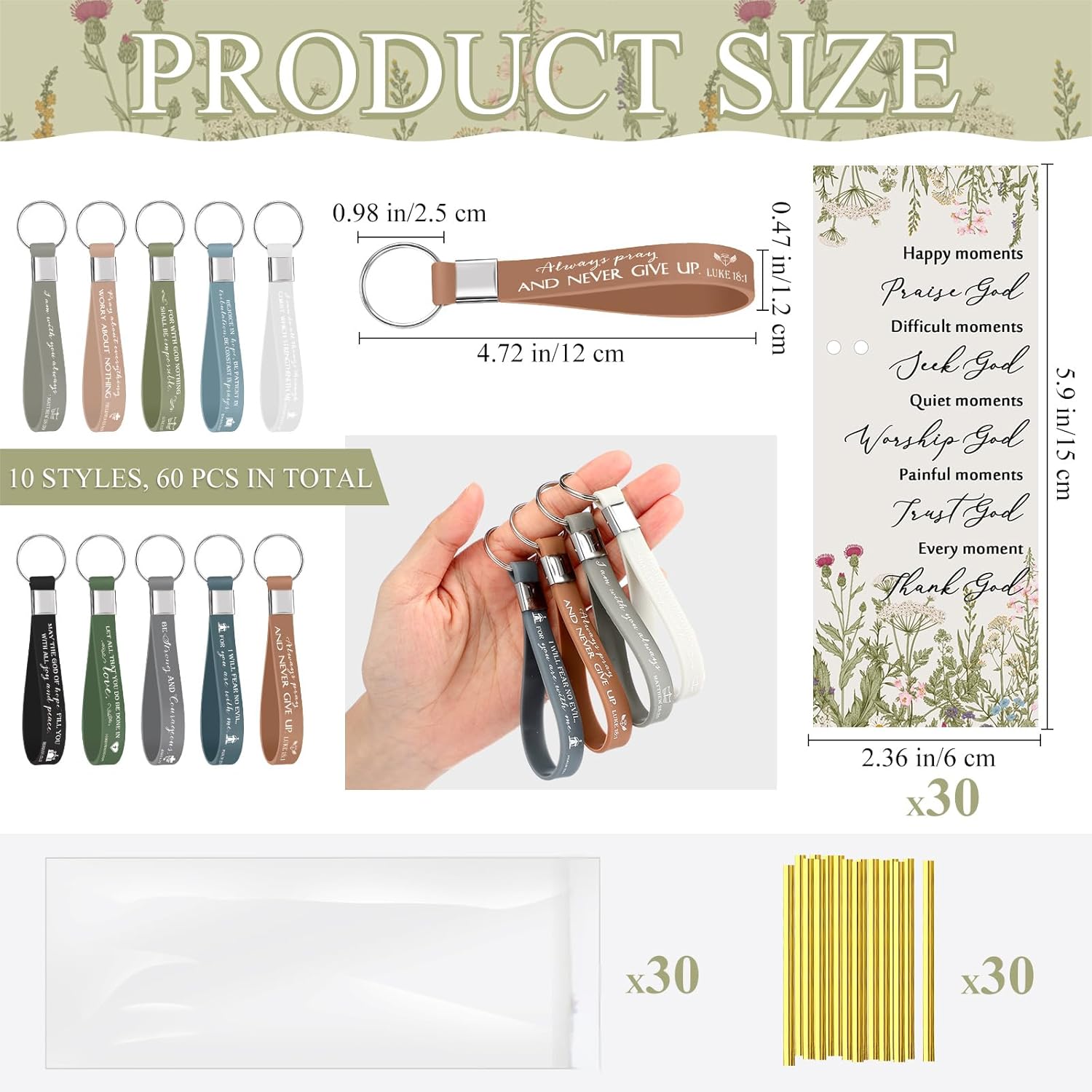 Lincia 30 Sets Easter Christian Gifts Bulk Bible Verse Bamboo Pen Christian Keychains Silicone Tags Bags Religious Bookmarks Gift for Pastor Church Men Women Members Bible Study Groups - Image 2