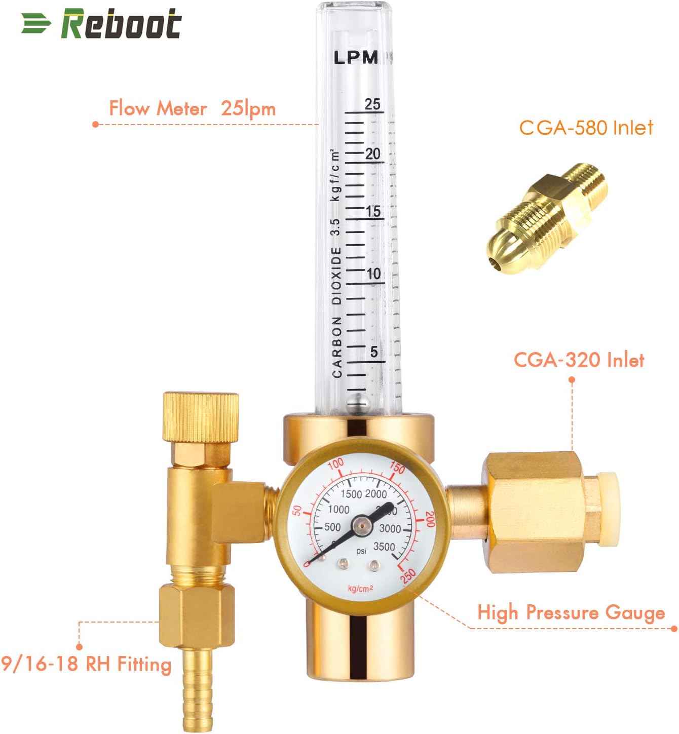 Gas Regulator Co2 Argon Full Copper Flowmeter Welding Regulator Gas Valves Welding Accessory For Mig Welder with Argon Adapter