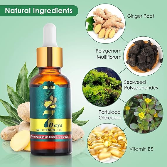 Hair Regrow Ginger Germinal Essential Oil,Hair Regrow 7 Day Ginger Anti Hair Loss Serum for Hair Loss & Hair Thinning Treatment, Promote Hair Regrowth Suitable for Men and Women
