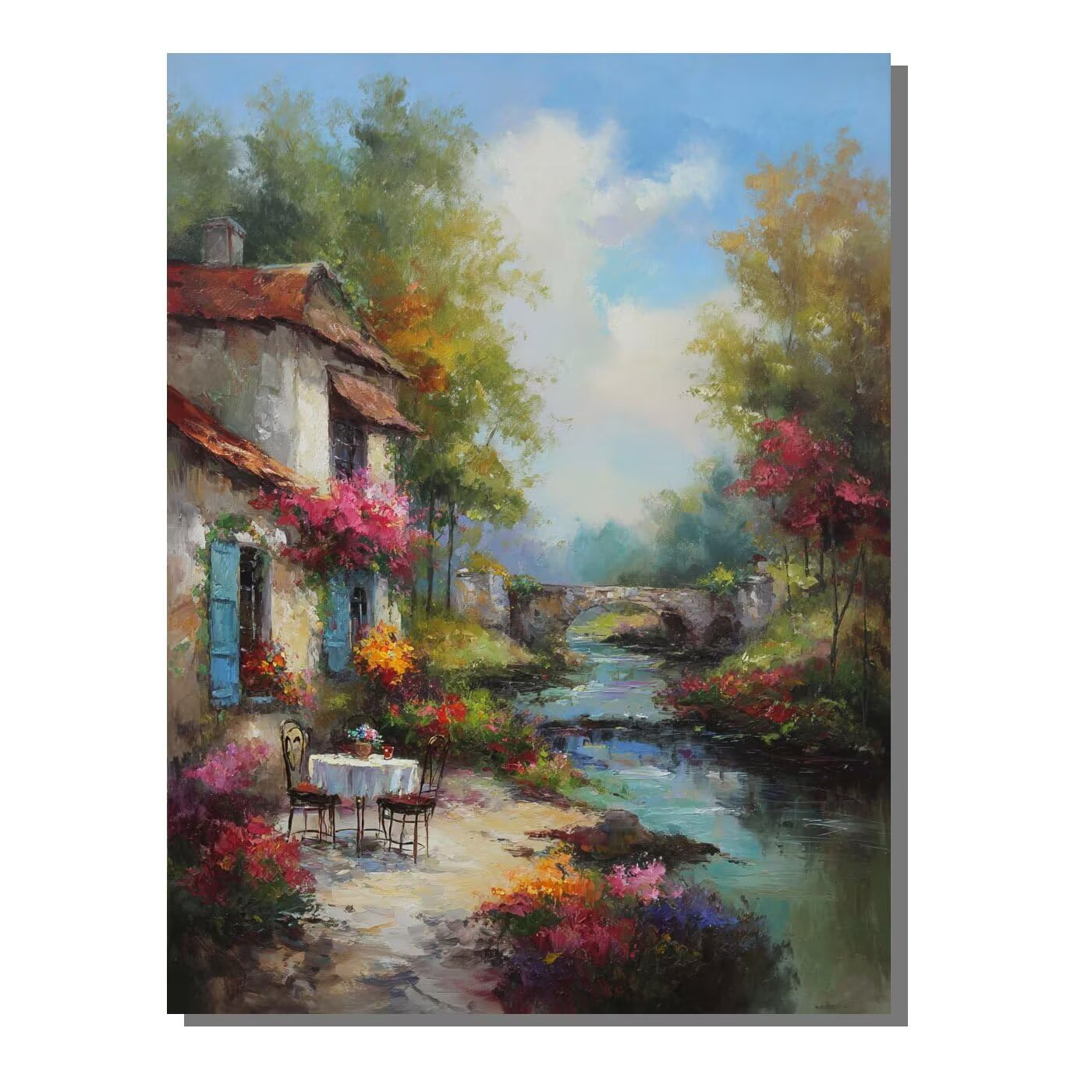 Landschaft Abstrakt Malen Nach Zahlen Erwachsene, Paint by Numbers Adult Set, Heimwerk Malen Nach Zahlen Kinder Mit Rahmen, Pinsel und 36 Acrylfarbe für Deko Wohnzimmer Geschenke 60 x 80 cm BJHDK609