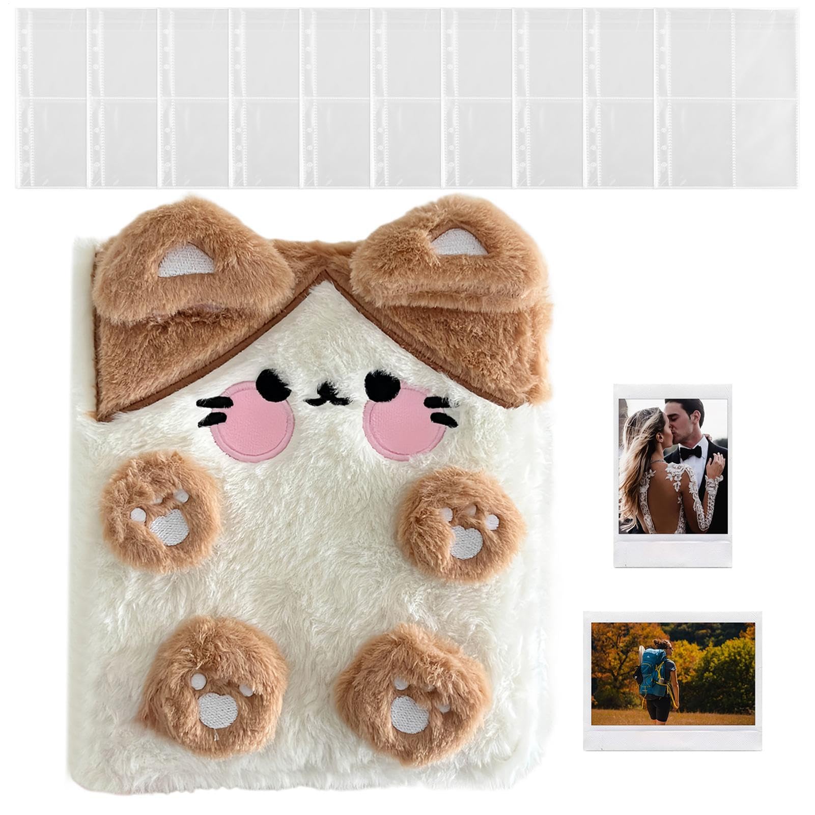 Plush Photocard Binder | 4 Pockets A6 Cute Plush Cartoon Patterned Card Protector Photocard Organizer for Fans - Teen - Family - Friends - Girls