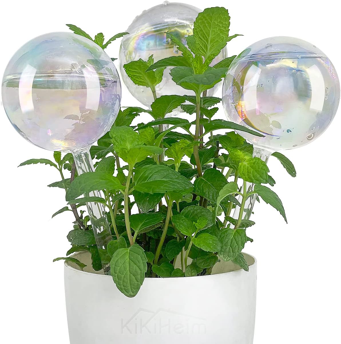 KiKiHeim 3Pcs Plant Watering Globes, Hand Blown Colorful Glass Self