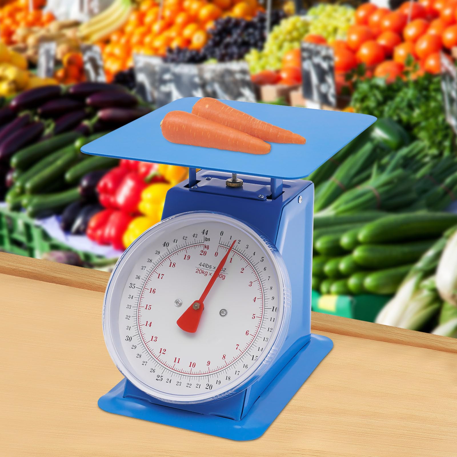 Mechanical Kitchen Dial Scale, Max 44lbs Heavy Duty Weight Food Scale, 2.2lbs High Accuracy Industrial Scale with Iron Platform, kg/lb Dual Scale for Home Kitchens Shop