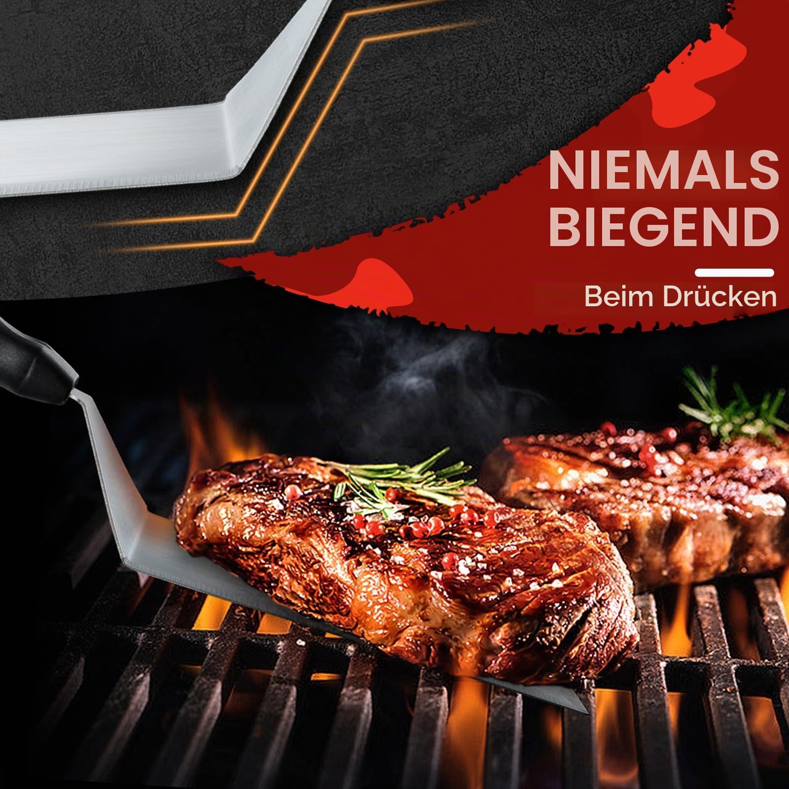 Barbecue Burger Set,Großer Grillspatel,5,5 Zoll Burgerpresse,Professioneller Pfannenwender Edelstahl,Burger Smasher für Pattie,Grill Werkzeug Outdoor und Indoor