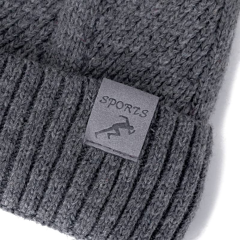 LEMITA Deportes etiqueta invierno sombreros para hombres Twist Design Warm Ski Beanie lana y algodón mezcla relajada sombrero de punto
