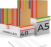 Rosmonde 48-Pack Kraft A5 Blank Notebooks - Softcover Unlined Journals, 120 Pages No-Bleed Sketchbooks for Drawing, Travel & Journaling