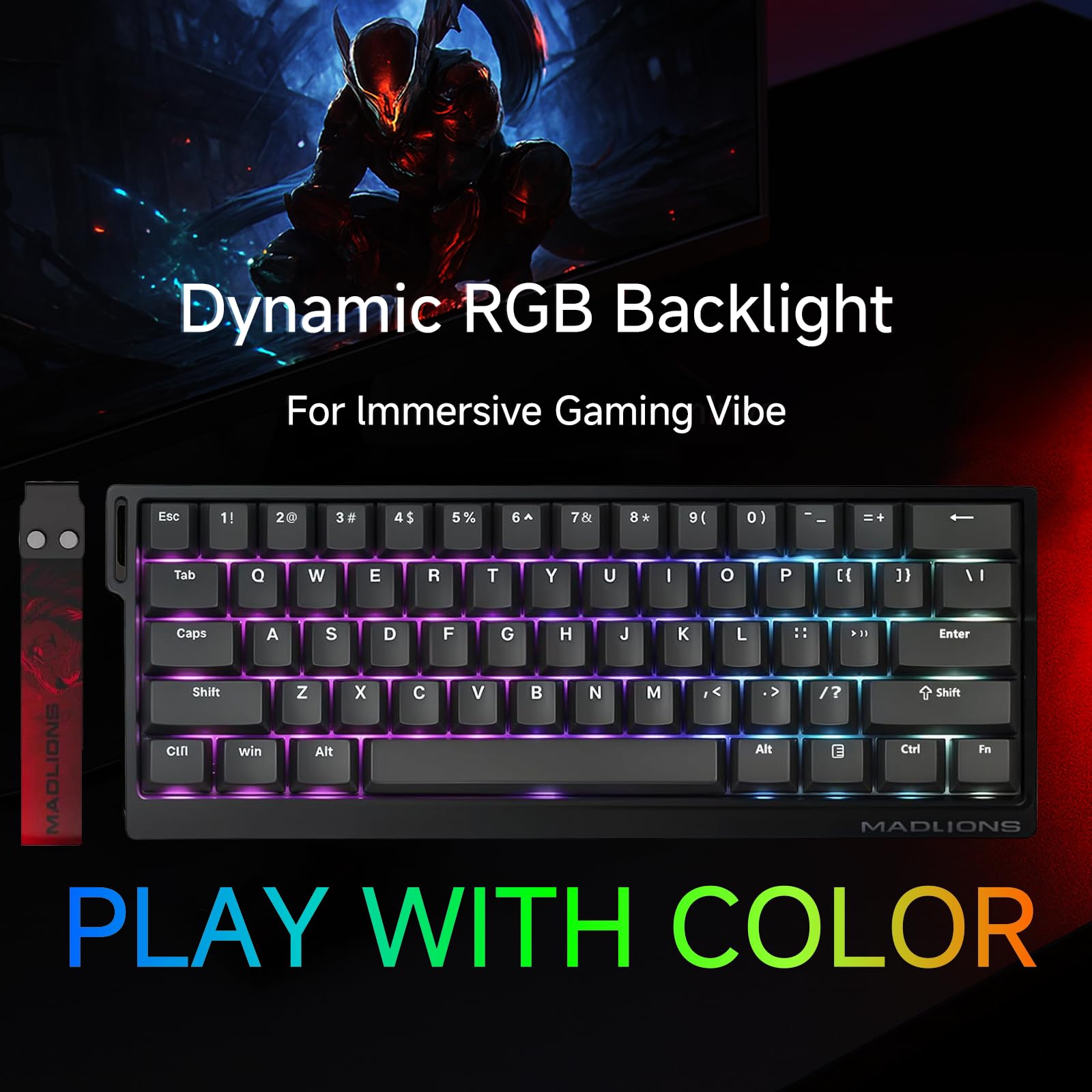 FOXMM MAD 60 Pro HE Clavier Gamer 60% RVB Filaire, Rapid Trigger 8000 Hz, Switchs Magnétiques Effet Hall, Ultra Précision RT 0,01 mm, Actionnement Réglable, pour Jeux FPS, Noir