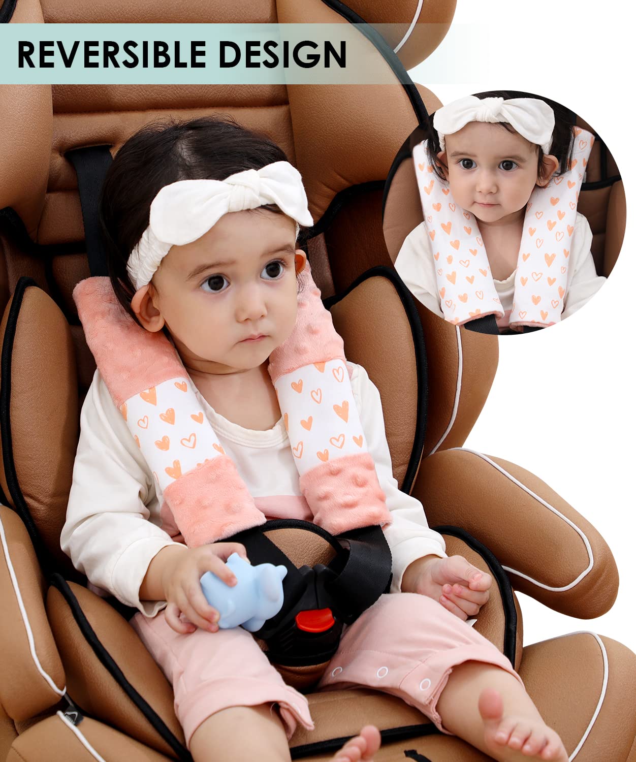 4 Piezas Protectores para Cinturones de Coche para Niños,Arnés Seguridad Silla Coche,Almohadillas para cinturón de Seguridad de Coche para el cinturón de Seguridad para portabebés (25 * 5.7cm)