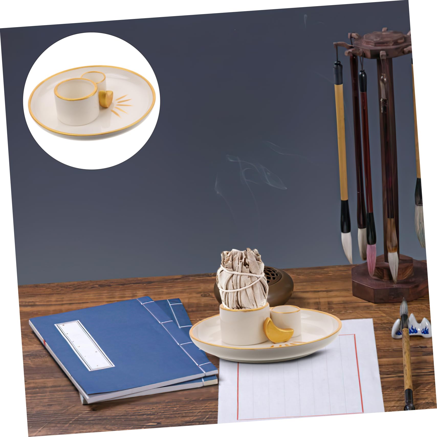 PRETYZOOM 3 Stück Holz Räucherstäbchen Brenner Duftstäbchen Brenner Holz Räucherstäbchen Salbei Halter Zum Brennen Kerzenhalter Räucherstäbchenhalter Kerzenständer Desktop