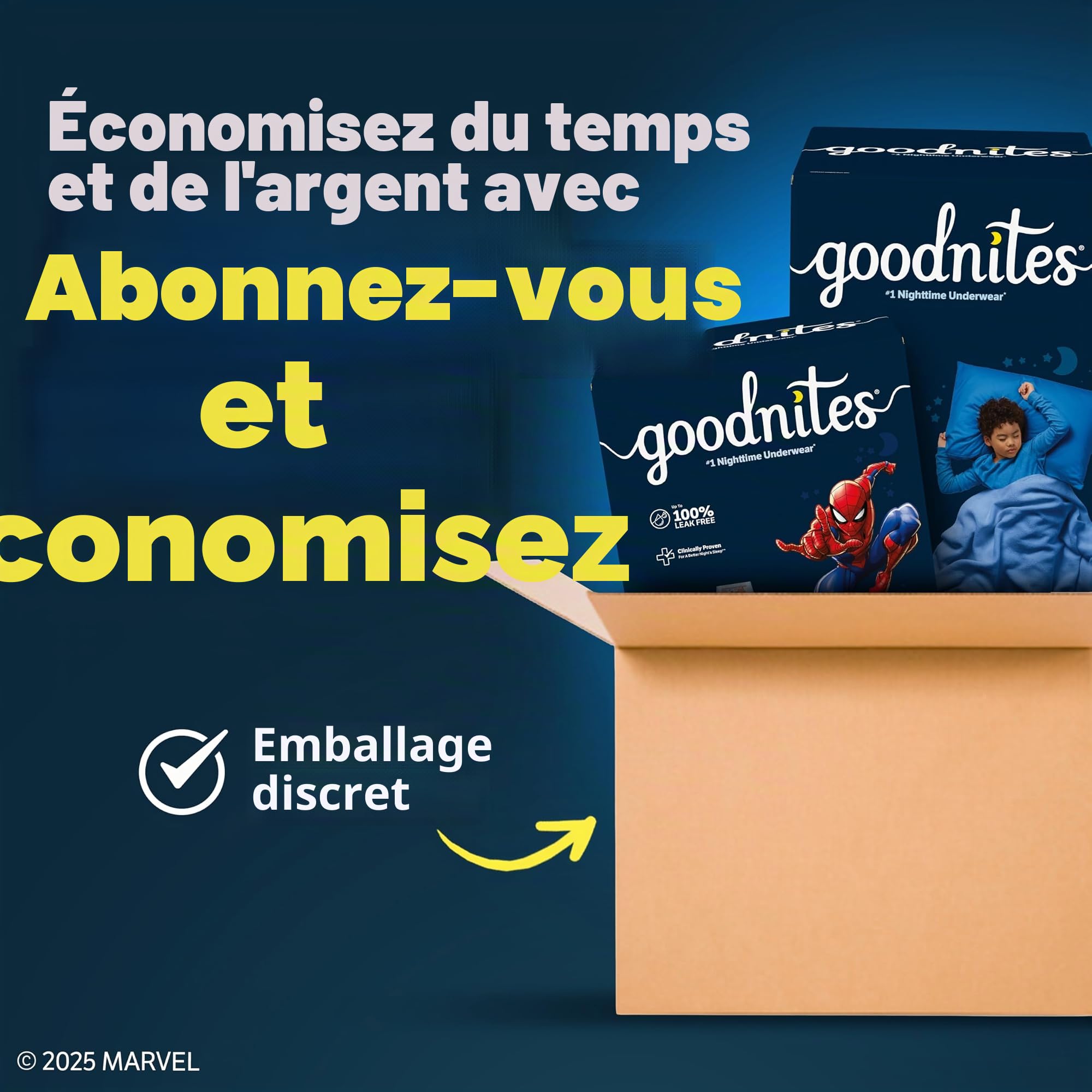 GoodNites Sous-vêtements de nuit pour garçons, taille XXL (54-75 kg), 24 pièces (2 paquets de 12), l'emballage peut varier