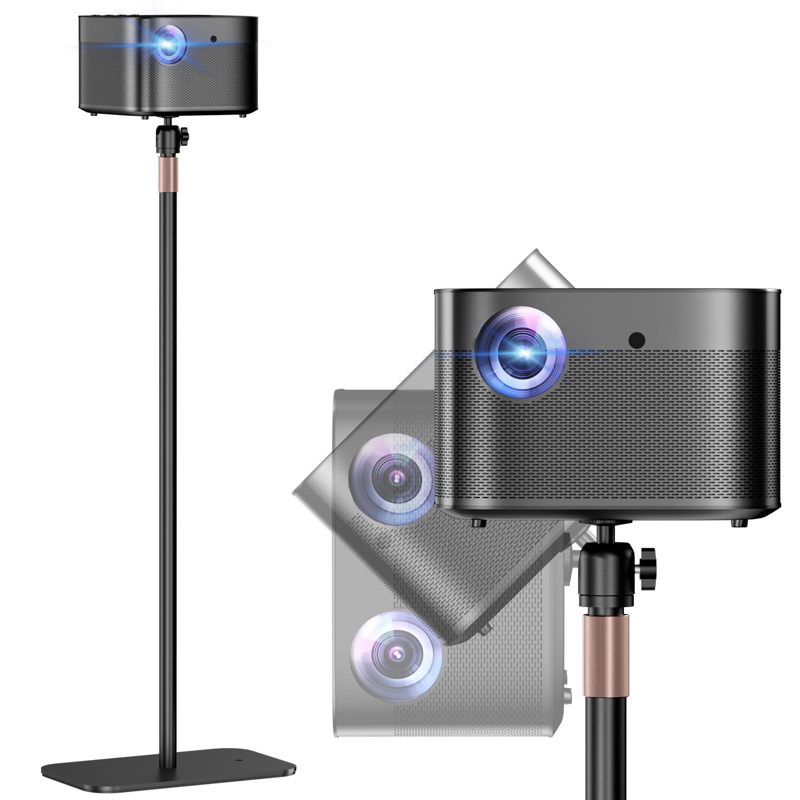Soporte para Proyector Universal – Pie de Proyector Ajustable en Altura, Carga 5 kg, con Rótula 360° y Rosca 1/4" para Videoproyector, Cámaras – Ideal para Cine en Casa, Teletrabajo y Sala de Estar